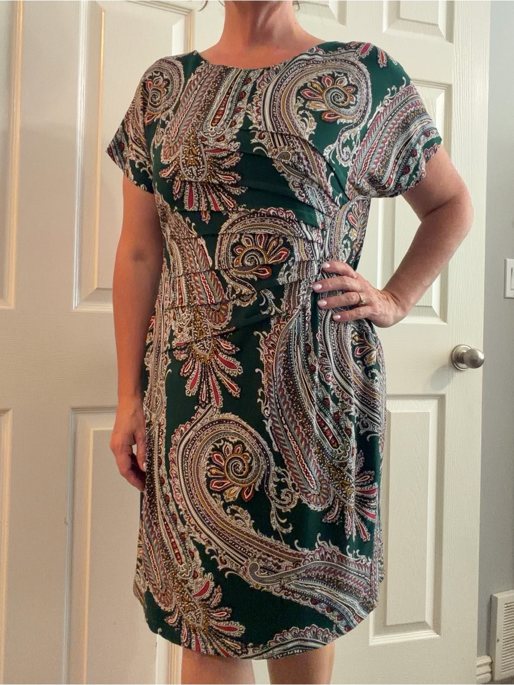Women's Green Paisley Short Sleeve Dress - JC Penney